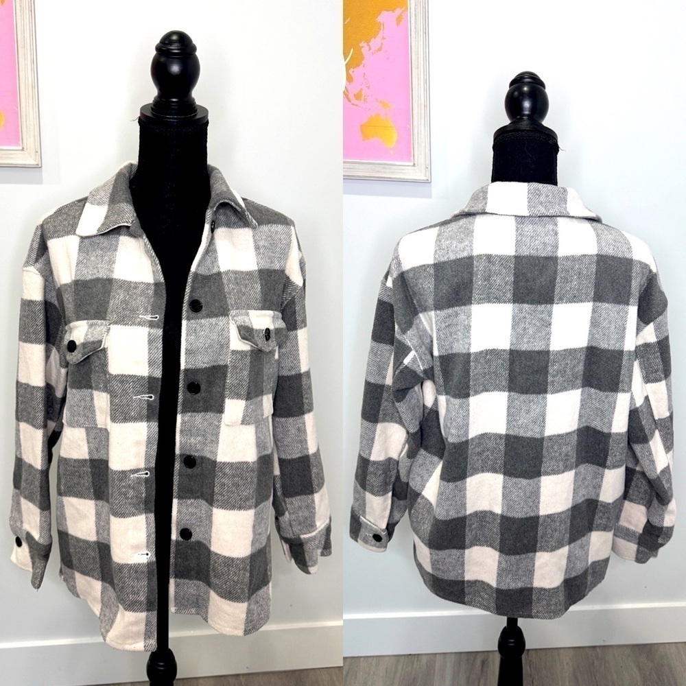 Miss Sparkling Plaid Thick Women’s Button Up Jacket (S)